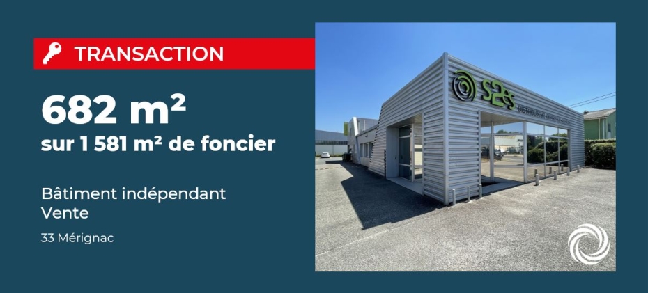 Transaction : Mérignac (33), vente d'un bâtiment indépendant de 682 m²