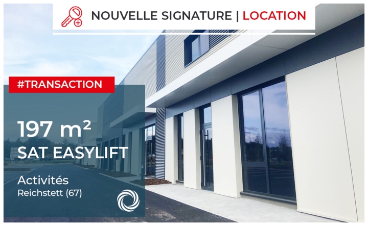 Transaction : REICHSTETT (67), la société SAT EASYLIFT loue 197m² de hall d’activité au sein de l'Ecoparc Rhenan