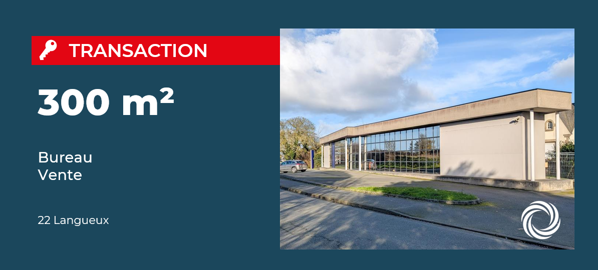 Transaction : Langueux (22), vente d'un immeuble de bureaux de 300 m² à une agence d’intérim